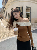 Fongt Xixi 2025 Autumn White Standard Korean Version Of Elegant Temperament Collar Tie With Thin Knitted Shirt Top Lady 89569