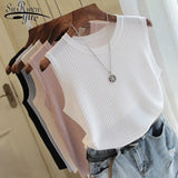 Vests Women Top O-neck Solid Tank Blusas Mujer De Moda Spring Summer New Fashion Female Sleeveless Casual Thin Tops