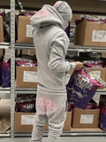 Fongt Swie Swie Swie Two-Sleeve Y2k Embroidered Super Dalian Hoodie Sweatpants Set