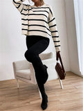 Fongt Fall Loose Round-Neck Striped Knitted Sweater