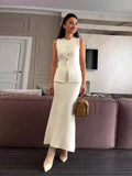 Fongt Women's Fashion Bodywear Body Armor Solid Color Body Repair Hip Two Sets Of Knitted Long Skirt Suit Woman