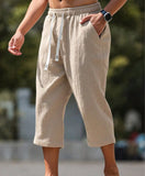 Fongt Men's Summer Cotton Slack Seven-Point Trousers