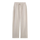 Fongt Homemade New Women's Oceaned Flawn-Blend Straight Pants 9929041