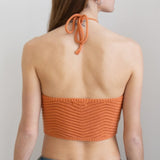 Fongt Spring And Summer New Neck Strap Knitted Vest Women Solid Sleeveless Line Open Umbilly Back Sweater