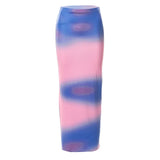 2024 New National Style Tie Dye Print Bumpy-Colored Bag-Butt Long Dress Girl Retro Slimming Half-Body