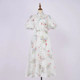 Fongt Court Style High Design Feeling Heavy Industry Nail Drill Short Sleeve Single Buckle Dress + Sling