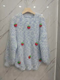 Women's Wear 2024 Autumn And Winter New Lazy Strawberry Decorated Color Pullover Long-Sleeved Knitted Sweater-Outfit