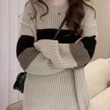 Fongt New Fashion Loose And Lazy Wind Contrast Color Stripe Soft Waxy Round Collar Fur Autumn Temperament Retro Casual Jacket-Outfit