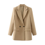 And Summer 2024 New Simple Loose Double-Breasted Suit Jacket New Suit For Women In Spring And Autumn-Outfit