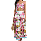 Fongt Spring Women's Sexy Splicing Bra Sling + High Waist Half-Dress Fashion Suit Women's Two-Piece