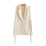 Fongt Sales Spring 2025 New T-Shirt Decorated Open Fork Vest Suit Vest