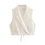Fongt Fashion Trend Women's Linen-Blend Body Vest Casual Shorts