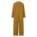 New Women Oversized Jumpsuit Female Loose Baggy Long Romper Simple Pockets Overalls Casual Solid Stand Collar Jumpsuits-Outfit