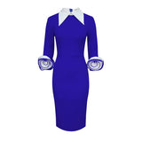 Fongt Vintage Clip Clip Long Sleeve Dress Stereo Flower Party Busted Dress