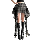Fongt Summer New Women's Retro Port Style Splicing Irregular Design Body Skirt