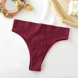 Seamless Women's Panties And Thongs Woman High Waisted Soft Woman G-String Solid Colors Sexy Underpants For