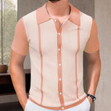 Fongt Men's New Summer Knits Colling Color Casual POLO Shirt Men's
