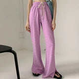 Waist Trousers Casual Lady Front Split Bell