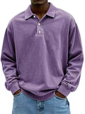 Fongt New Men's Shirt Casual Long-Sleeved Button-Down Polo Shirt Men