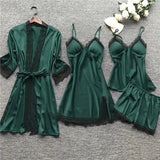 Large-Size Four-Piece Set With Chest Cushions Sexy Slings Home Lace Pajamas Casual Home