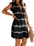 Fongt Spring Summer New Women's Dress Ebaywish Lotus Leaf Sleeve V-Neck Dress Dress Woman
