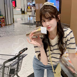 Fongt T-Shirt Knitted Loose Outer Wear Women's Summer New Ocean Gas Short-Term Age-Down Round-Neck Short-Sleeved Korean Version Of The