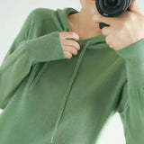 Candy Colors Hooded Sweaters Women's Casual Loose Green Solid Knitted Jumper Oversized Bottoming Pullover Blue Knitwear