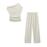 Fongt New Knitted Body Dress Solid Color Trouser Set 5039346