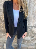 Fongt Women's Casual Hair In Autumn And Winter 2025, Collar Button Fake Pocket Blazer