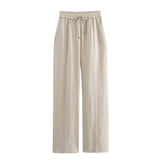 Fongt Straight Trousers 2025 Spring And Summer Tice With Tight High Waist Leisure Loose Broad Legs Trousers Women