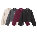 Fongt Dress Short Bomber Jacket 2025 Spring Temperament Collar Single Buckle Long Sleeves Loose Short Coat Woman