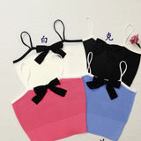 Fongt Vintage Bow Sexy Vest Summer Temperament Slings Thin Outer Wear Short Sleeveless