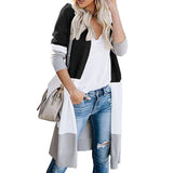 Fongt Clamming Long Knitted Sweater Rainbow Spliced Striped Cardigan Sweater Coat Women's Autumn And Winter