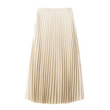 Fongt Women's Clothing Simouflide Stew Stew Stew Folding Skirt High Waist-Hanging Long Dress