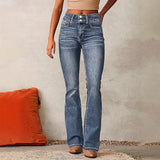 Fongt 2025 New Retro Elastic Jeans Women's Water Wash Trousers Women