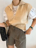 2022 New Pullovers Fashionable Sleeveless Knitted POLO Collar Wild Autumn Winter Women Sweaters Short Vests