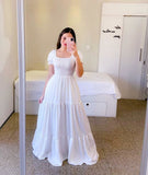 Fongt New Spring And Summer Women's Dress A Word Broken Shoulder Long Pure Fairy