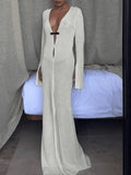 Crochet Long Sleeve Maxi Beach Dress-Outfit