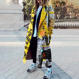 Fongt 2025 Autumn Women's Ebay New Long-Sleeved Clam Coat Print This