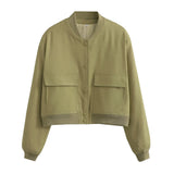 Spring Style Flip Large Pocket Decoration Vertical Collar Loose Jacket Jacket-Outfit