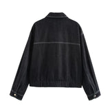 Fongt 2025 New Set Jacket Jacket Denim Effect Folding Trousers Design Sense