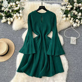 Fongt High-End Knitted Dress Women Autumn And Winter Royal Sister Temperament Dating Short Skirt French Waist Sweater Skirt