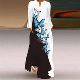 V-neck Long Sleeve Ankle-Length Vintage
