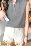 Summer Blouses for Women Stripe Womens Tops Shirt Chiffon Sleeveless Womens Blouses Basic Clothes for Women Sexy