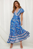 Fongt Summer Leisure Hot Holiday Printing Dress Sexy Long Dress Women's Dress