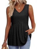 Fongt New Women's Vest Flowing Lotus Leaf Side Top Women's Elegant Sleeveless V-Neck Doll Vest