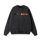 Fongt Autumn And Winter New Pure Cotton Water Wash Old Sweater Women In Batik Retro Print Top Lady