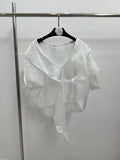 Fongt Collared Women 2025 Spring New Temperament Elegant Comfortable Leisure And Loose V Tie Collar Short