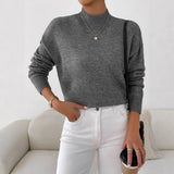 Fongt Women's Fashion Temperament V-Neck Knitting Bottom Slim Slim Solid Color Bhair Top