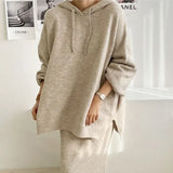 Fongt Chic Autumn And Winter Loose Large-Size Knitted Sweater + Half-Body Dress Two Sets